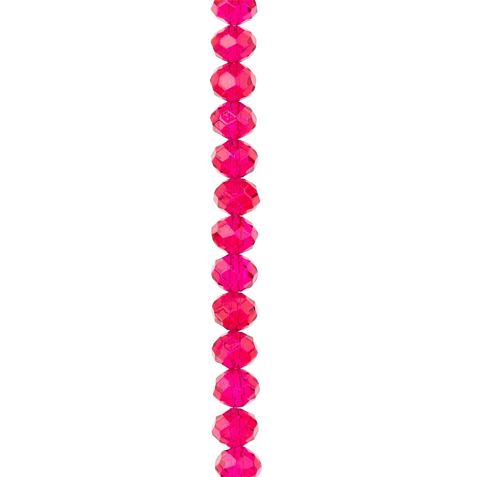 Fuchsia Faceted Glass Rondelle Beads, 8mm by Bead Landing™